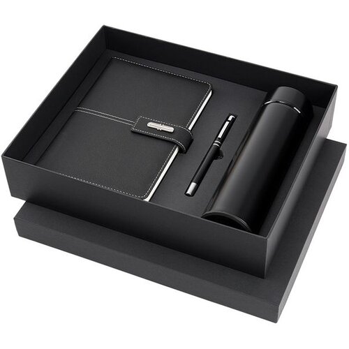  Poklon set notes 14 &amp;times; 21 cm, termos boca 400 ml i metalna kemijska olovka, crni Slike