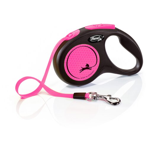 Flexi povodac za pse, mačke i ostale male životinje, 5m, s, neon roze Cene