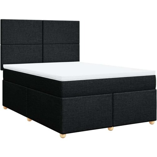 VidaXL Krevet s oprugama i madracem crni 140x200 cm od tkanine Slike