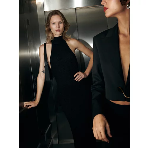 Reserved - Šljokičasta haljina s vezicama - crno