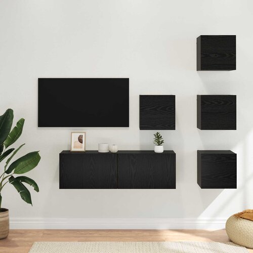  Set TV komoda 5 pcs 100 x 30 x 30 cm Crni hrast Cijene