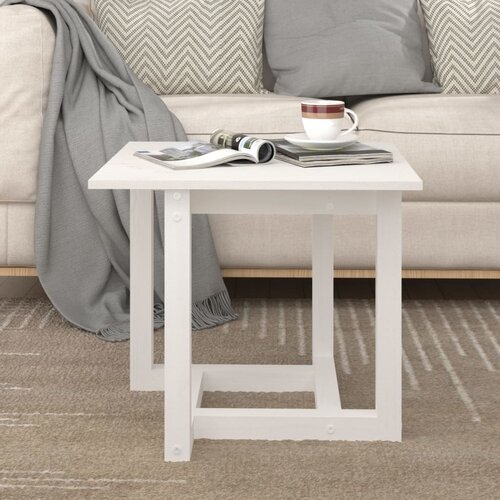 VidaXL Klubska mizica bela 50x50x45 trdna borovina Slike