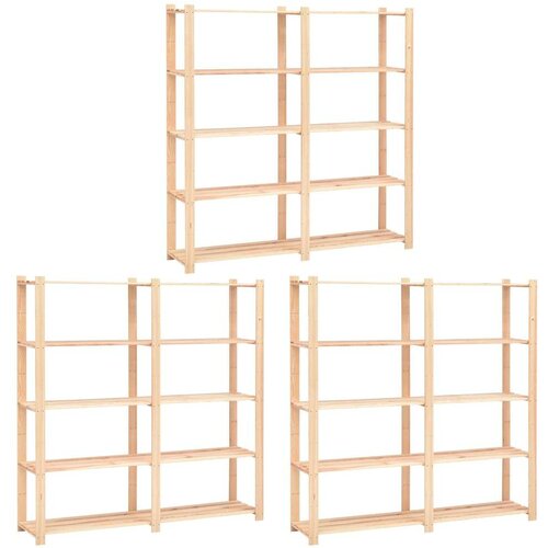 vidaXL stalci za pohranu 5 razina 3 kom 170x38x170 cm borovina 500 kg Cene