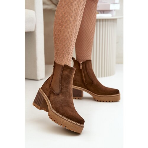 Boto Women's Insulated Heeled Boots Eco Suede Brown Irissinae Cene