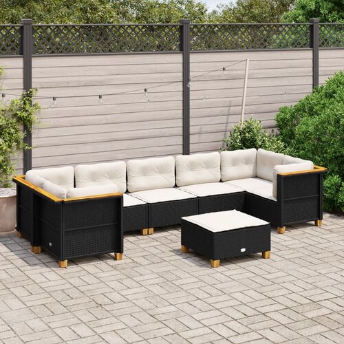  8-dijelni set vrtnih sofa od poliratana s jastucima crni Crna 63.5 x 56 x 32 cm Cene