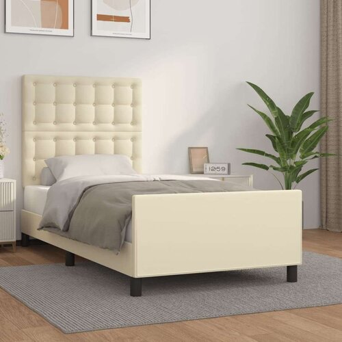  Okvir za krevet s uzglavljem krem 90x200 cm od umjetne kože Cene