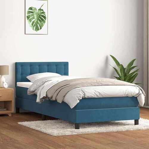 Box spring krevet s madracem tamnoplavi 90x220 cm bar&amp;scaron;unasti Slike