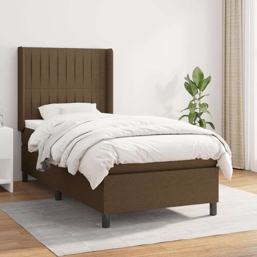  Box spring postelja z vzmetnico temno rjav 90x190 cm blago, (20894123) Slike
