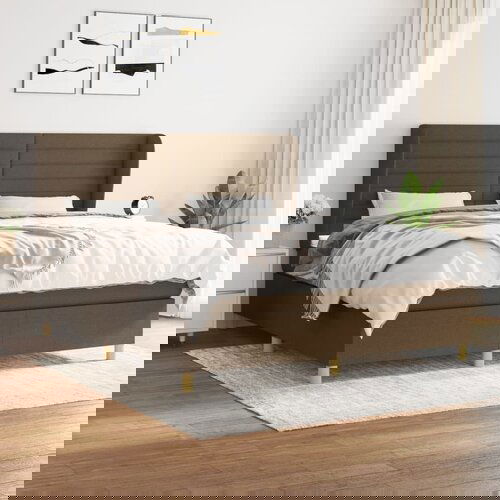  The Living Store Box spring postelja z vzmetnico temno rjava 180x200 cm blago - Box Spring Postelja, (21454876) Cene