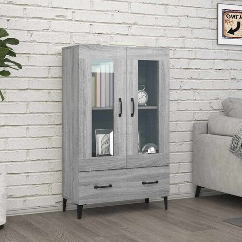  Visoka komoda boja hrasta sonome 70x31x115 cm konstruirano drvo Siva Cijene