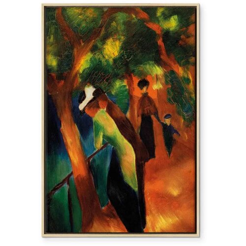  Slika - August Macke &amp;ndash; Sunny Path 60x90 U prirodnom drvenom okviru Slike