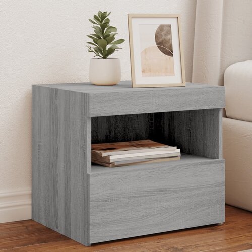 vidaXL Nočna omarica z LED lučkami siva sonoma 50x40x45 cm Cene