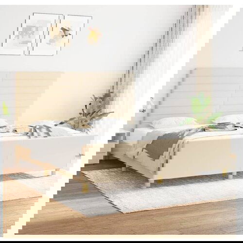 Okvir za krevet s uzglavljem krem 180 x 200 cm od tkanine Slike
