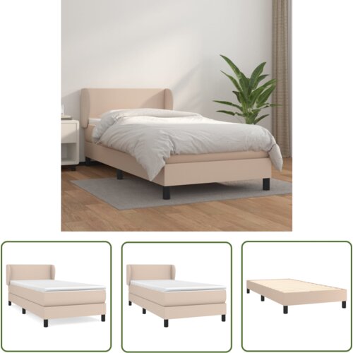 The Living Store Box spring postelja z vzmetnico kapučino 80x200 cm umetno usnje - Box Spring Postelja, (21737220) Cene