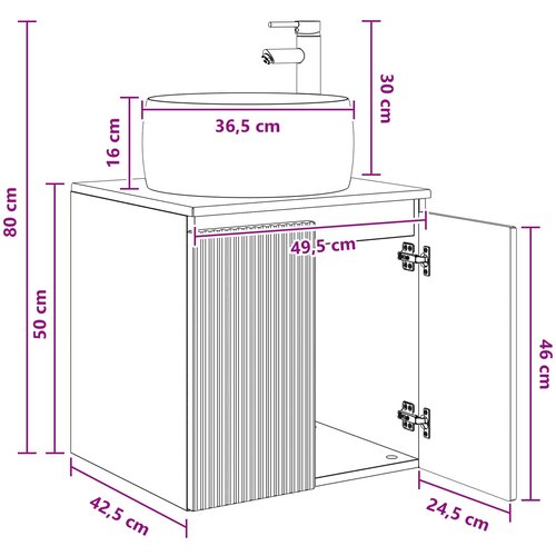  Umivaonik s policom Crna 49,5 x 44,5 x 66 cm Konstruirano drvo Slike