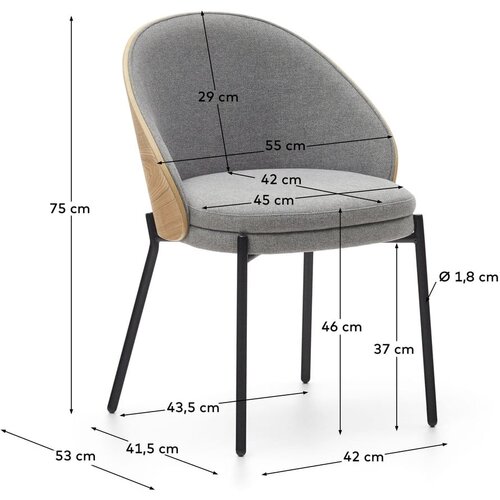 Kave Home Sivi/v naravni barvi jedilni stoli v kompletu 2 ks Eamy &amp;ndash; Slike