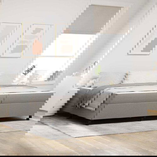 vidaXL Postelja z vzmetnico Taupe in Črna 200 x 200 cm Cene