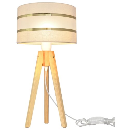  Stona lampa HELEN 1xE27/15W/230V krem/zlatna/borovina Slike