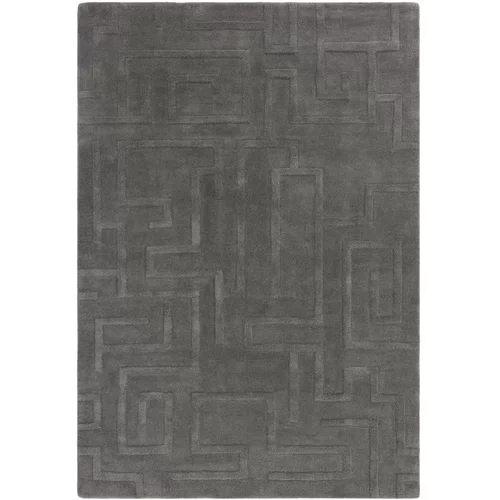 Asiatic Carpets Antracitno siva volnena preproga 200x290 cm Maze –