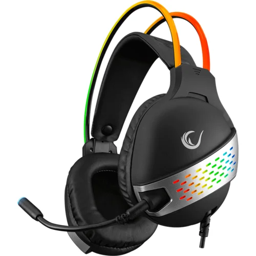  Slušalice sa mikrofonom gaming RAMPAGE RM-K37 BLACK EAGLE BLACK USB 7.1 RGB, RGB Headband, In Line Wire Control, Detachable Mic