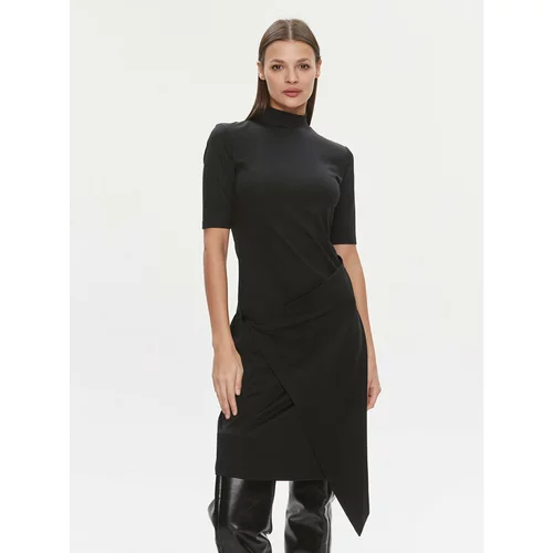 Calvin Klein Vsakodnevna obleka Stretch Jersey Asymmetric Dress K20K206498 Črna Slim Fit