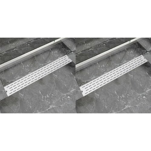 VidaXL Linearni odvod za tu&amp;scaron; 2 kom s linijama 830 x 140 mm čelični Slike