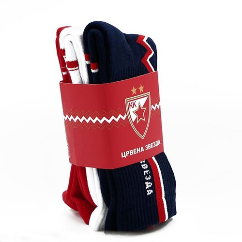 KK Crvena Zvezda Čarape Linija života, 3 komada, Teget, bele i Crvene Cene