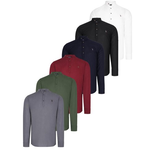 Dewberry SET OF SIX G783 JUDGE COLLAR SHIRT-BLACK-WHITE-NAVY-KHAKI-BURGUNDY-ANTHRACITE Cene