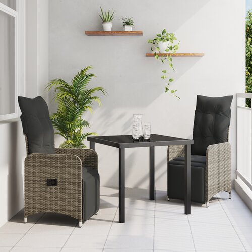 vidaXL set od 3 dijela za vrt s jastuком siva poly ratan Cijene