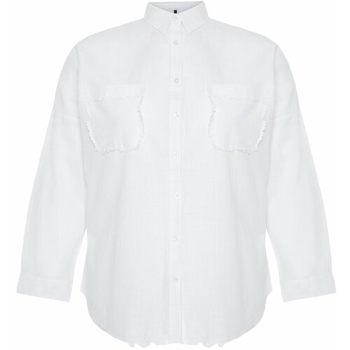Trendyol Curve White Basic Oversize Woven Shirt Slike