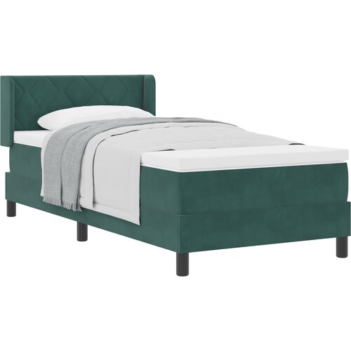 vidaXL Postelja s vzmetnico temno zelena 90x190 cm iz žameta, (22050807) Cene