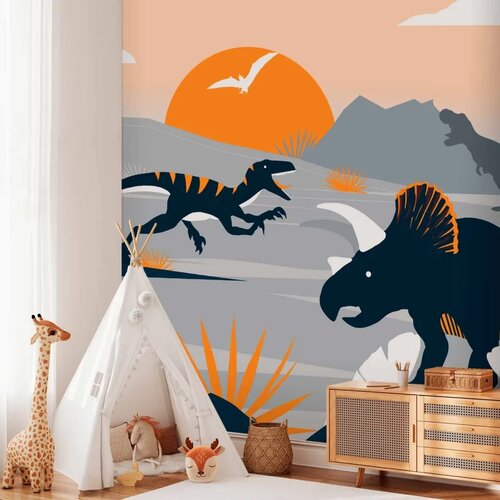  Foto tapeta - Last dinosaurs with orange - abstract landscape for a room 500x350 Standard Slike