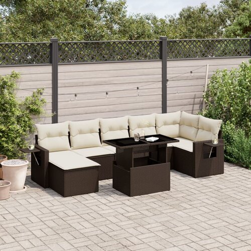 vidaXL 8-dijelni set vrtnih sofa s jastucima smeđi od poliratana Cijene