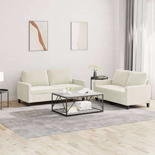  2-dijelni set sofa s jastucima krem baršunasti Cijene