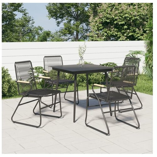  5-dijelni vrtni blagovaonski set od PVC ratana crni Cene