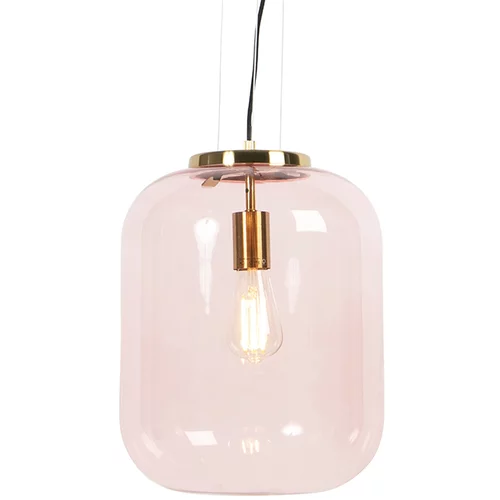 QAZQA Art Deco viseča svetilka medenina z roza steklom - Bliss
