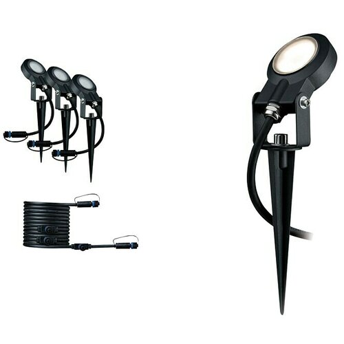 PAULMANN Plug & Shine Set vrtnih LED spot svjetala Dopunski set Sting (6 W, Antracit, 24 V, 3 Kom., Ø x V: 5,2 x 29 cm) Cijene