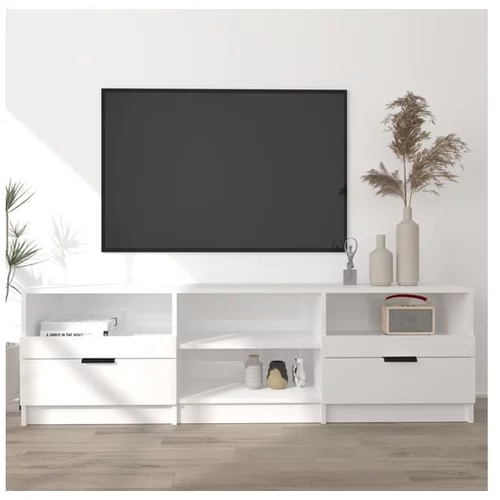  TV omarica visok sijaj bela 150x33,5x45 cm konstruiran les