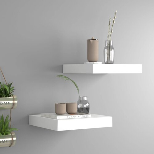 VidaXL Stenske police 2 kosa bele 23x23,5x3,8 cm MDF Slike