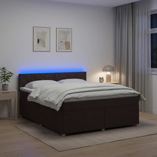  Boxspring krevet s madracem Tamno smeđa 180 x 200 cm Tkanina 180 x 200 x 100.5 cm Slike