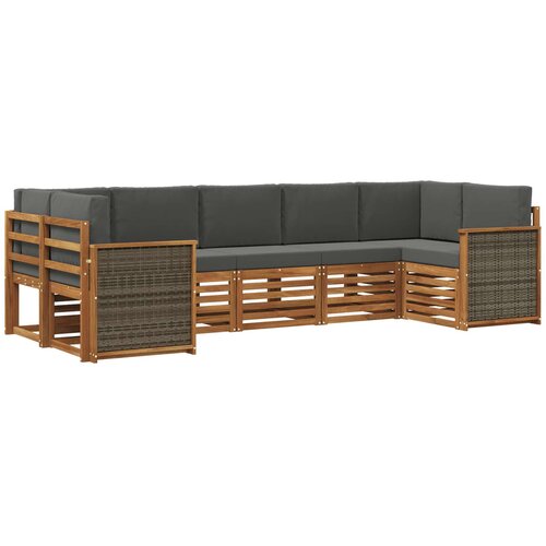 vidaXL Kotna sedežna garnitura z blazino 6 pcs Naravna in antracitna, (5000283326) Cene