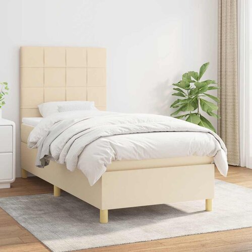  Krevet s oprugama i madracem krem 90 x 200 cm od tkanine Cijene