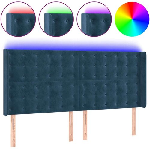  Uzglavlje tamnoplavo 203 x 16 x 118/128 cm od tkanine Slike