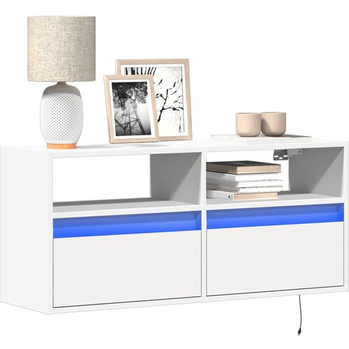  Zidni TV ormarić s LED svjetlima bijeli 100x31x45 cm Cijene