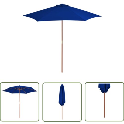  The Living Store Zunanji senčnik z lesenim drogom moder 270 cm - Senčnik, (21742353) Cene