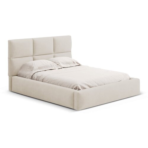 Windsor & Co Sofas Bež oblazinjena zakonska postelja s prostorom za shranjevanje z letvenim dnom 180x200 cm Libera – Cene