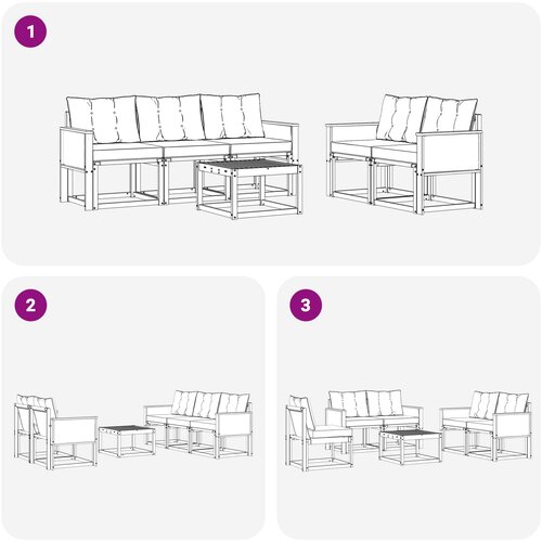  Set vanjskih sofa 6 kom. Prirodna i svjetlosiva Slike