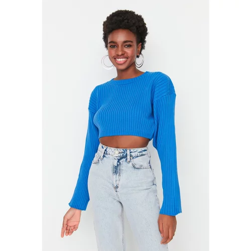 Trendyol Blue Crop Knitwear Sweater