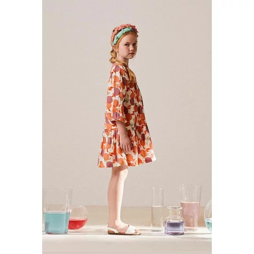 Zippy Dječja pamučna haljina boja: narančasta, mini, širi se prema dolje