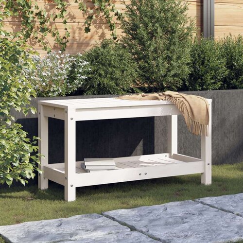 Klupa bijela 82 5 x 35 x 45 cm od masivne borovine Slike